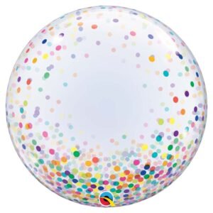 Ballon Bubble 60cm Confettis colorés – Qualatex