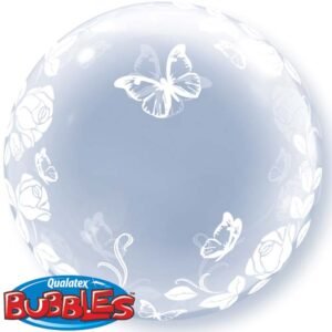 Ballon Bubble 60cm Roses et papillons – Qualatex