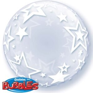 Ballon Bubble 60cm Etoiles blancs – Qualatex