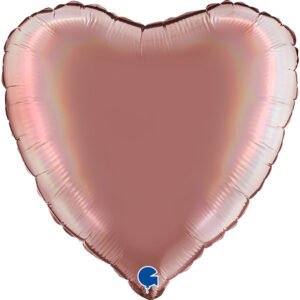 Ballon alu Coeur Rose holographique 45cm