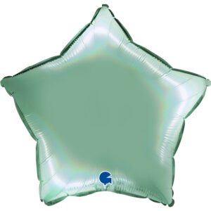 Ballon alu Etoile Vert holographique 46cm