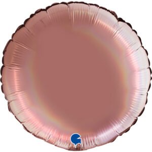 Ballon alu Rond Rose holographique 45cm