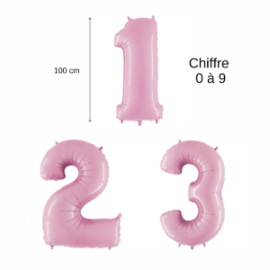 Ballon alu Chiffre 1m Rose pastel