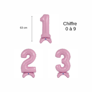 Ballon alu Chiffre Stand-up 63cm Rose pastel