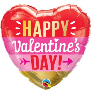 Ballon Alu 45cm « Happy Valentine’s Day » Rayures & flèche – Qualatex