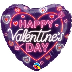 Ballon Alu 45cm « Happy Valentine’s Day » Neon Glow – Qualatex