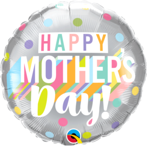 Ballon Alu 45cm « Happy Mother’s Day » Gros points pastel – Qualatex