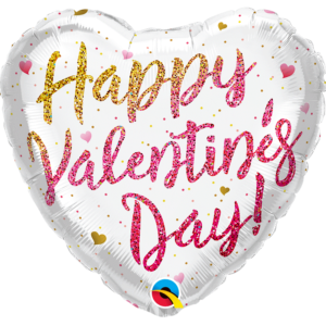 Ballon Alu 45cm « Happy Valentine’s Day » Paillettes – Qualatex