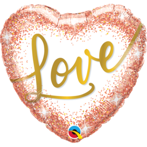 Ballon Alu 45cm « Love » Points scintillants or rose – Qualatex