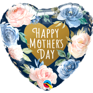 Ballon Alu 45cm « Happy Mother’s Day » Pink & Blue Roses – Qualatex