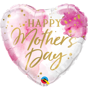 Ballon Alu 45cm « Happy Mother’s Day » Aquarelle rose – Qualatex