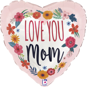 Ballon Alu 22cm « Love You Mom » fleuri – Grabo