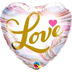 Ballon Alu 45cm « Love » Cœur marbre – Qualatex
