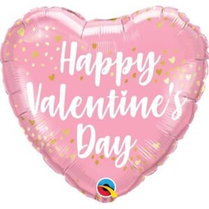 Ballon Alu 45cm « Happy Valentine’s Day » Cœur rose – Qualatex