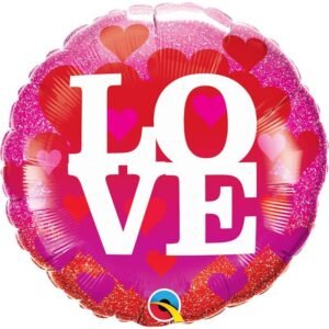 Ballon Alu 45cm « LOVE » Amour et Paillettes– Qualatex