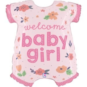 Ballon Alu 78cm « Welcome Baby Girl » Combinaison – Grabo