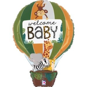 Ballon Alu 76cm « Welcome Baby » Animaux de la jungle – Grabo