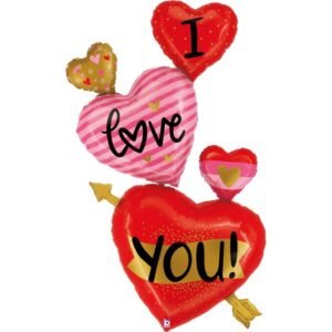 Ballon Alu 193cm « I Love You » Trio de Cœur – Grabo