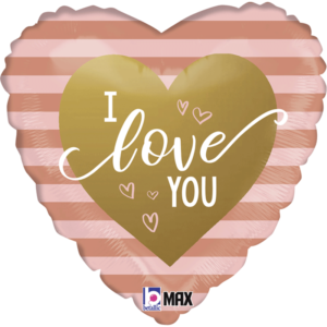 Ballon Alu 45cm « I Love You » Rayure or rose – Grabo
