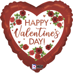 Ballon Alu 45cm « Happy Valentine’s Day ! » Roses rouges – Grabo