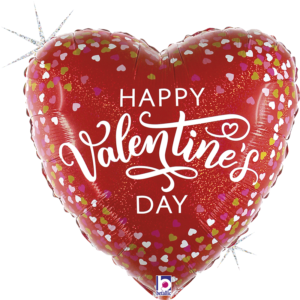 Ballon Alu 45cm « Happy Valentine’s Day » Confettis – Grabo