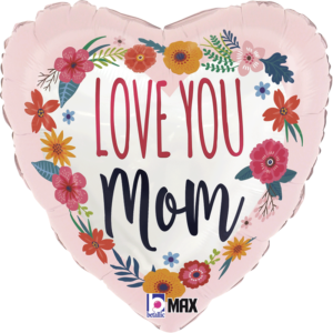 Ballon Alu 45cm « Love You Mom » Fleuri – Grabo