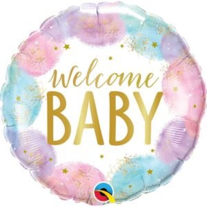 Ballon Alu 45cm « Welcome Baby » Aquarelle – Qualatex