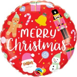 Ballon Alu 45cm « Merry Christmas » Décoré  – Qualatex