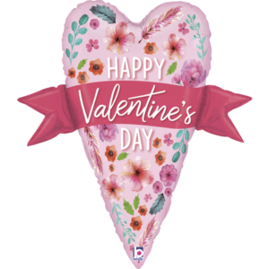 Ballon Alu 99cm « Happy Valentine’s Day » Cœur Bannière – Grabo