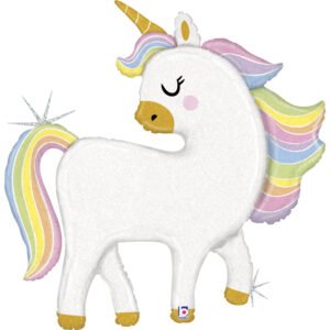 Ballon Alu 121cm Licorne pastel pailletée – Grabo