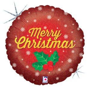 Ballon Alu 45cm « Merry Christmas » Rouge Doré – Grabo