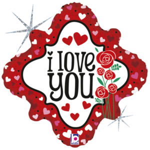 Ballon Alu 45cm « I Love You » Cœurs et roses – Grabo