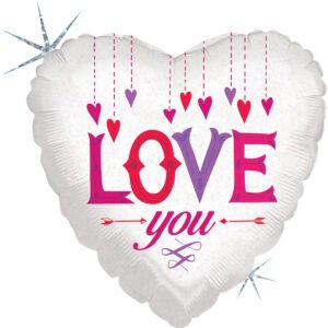 Ballon Alu 45cm « Love You » Coeurs suspendus – Grabo
