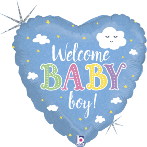 Ballon Alu 45cm « Welcome Baby Boy » Coeur – Grabo