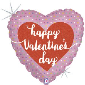 Ballon Alu 45cm « Happy Valentine’s Day » Points pastel – Grabo