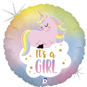 Ballon Alu 45cm « It’s Girl » Pastel Licorne – Grabo