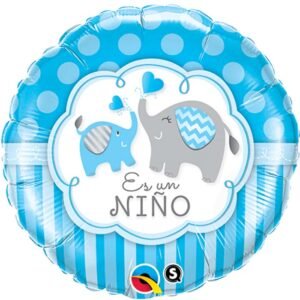 Ballon Alu 45cm « Es Un Nino » Eléphants – Qualatex