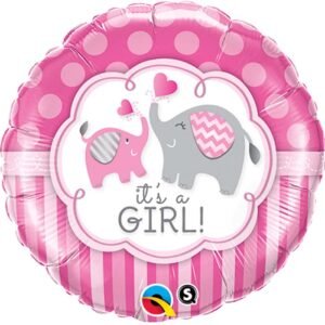 Ballon Alu 45cm « It’s A Girl » Eléphants – Qualatex