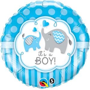 Ballon Alu 45cm « It’s A Boy » Éléphants – Qualatex