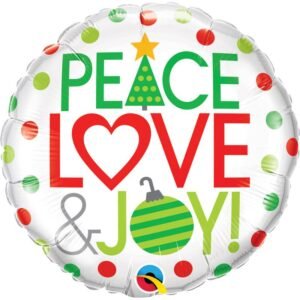 Ballon Alu 45cm Paix, Amour et Joie – Qualatex