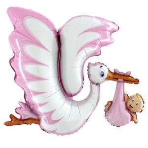 Ballon Alu 134cm Cigogne Rose – Grabo