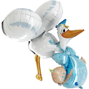 Ballon Alu 152cm Cigogne bébé garçon – Grabo