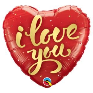 Ballon Alu 45cm « I Love You » Script d’or – Qualatex