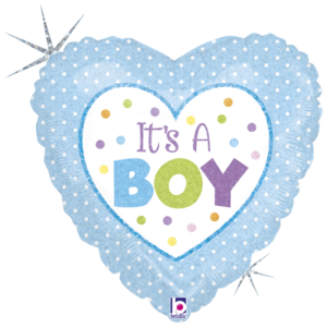 Ballon Alu 45cm « It’s a Boy » Points bleus – Grabo