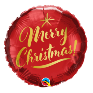 Ballon Alu 45cm « Merry Christmas » Rouge – Qualatex