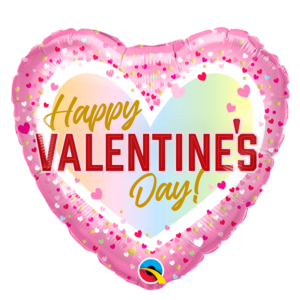Ballon Alu 45cm « Happy Valentine’s Day » Confettis – Qualatex