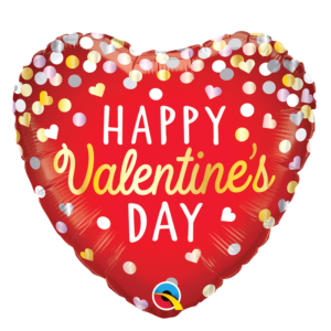 Ballon Alu 45cm « Happy Valentine’s  Day » Confettis – Qualatex