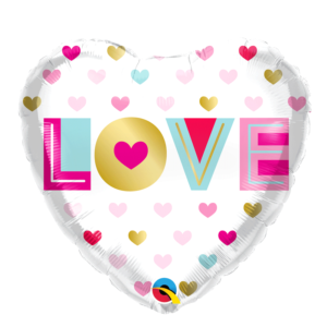 Ballon Alu 45cm « Love » Cœurs métalliques – Qualatex