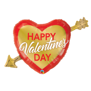 Ballon Alu 99cm « Happy Valentine’s Day » Flèche d’or – Qualatex
