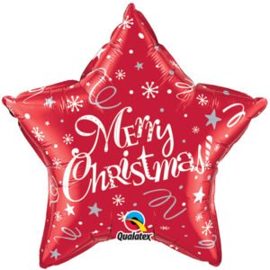 Ballon Alu 50cm « Merry Christmas! » Rouge festif – Qualatex